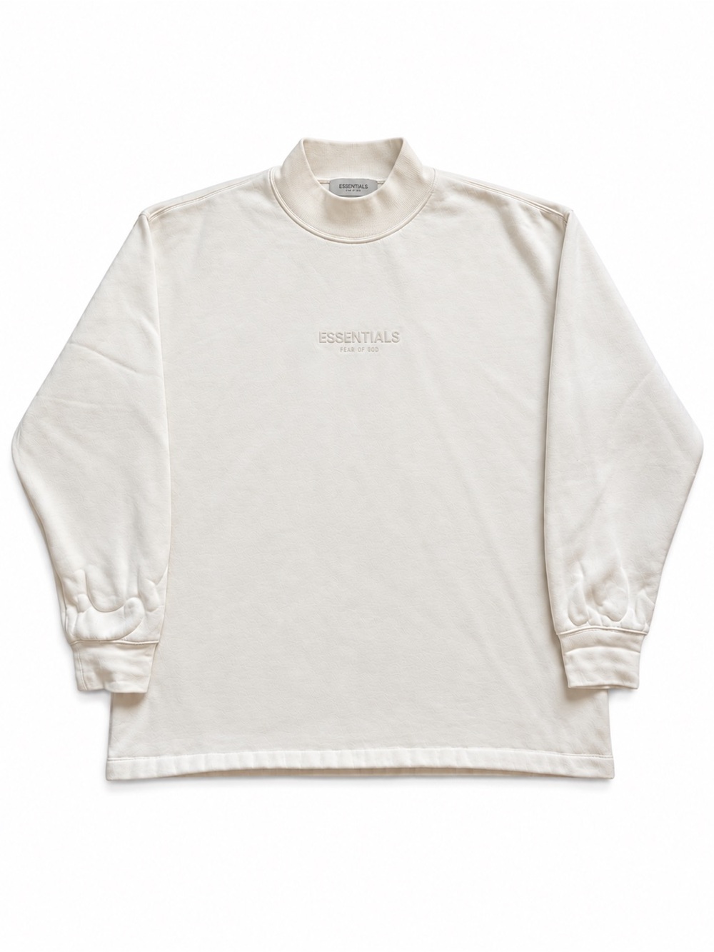 ESSENTIALS Men’s Cream Crewneck Mock Neck Sweatshirt